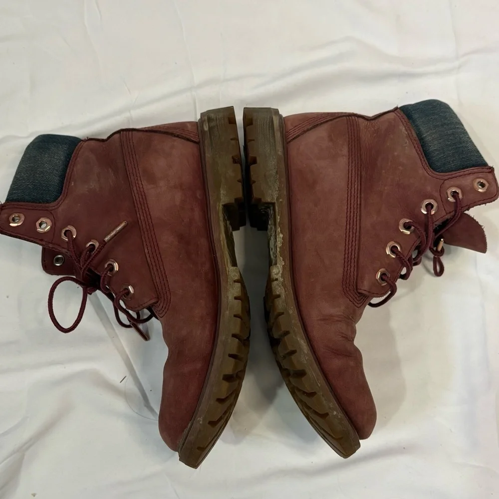 Timberland Premium 6 inch Boots Burgundy Women’s 8 Waterproof Classic Lace-up - Picture 8 of 10